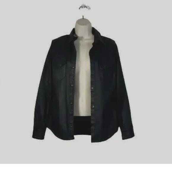Adriano Goldschmied AG Womens Black Waxed Shirt Jacket Size XS - Picture 2 of 9